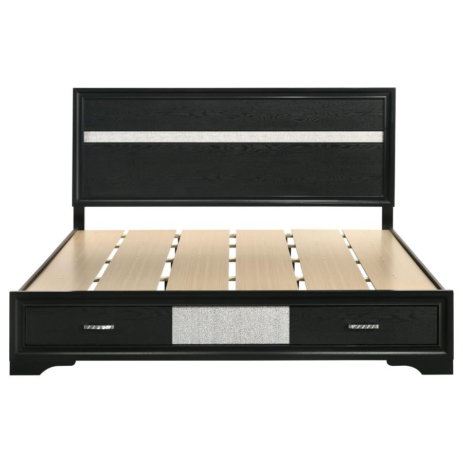 Miranda 51-inch Wood Eastern King Storage Panel Bed Black