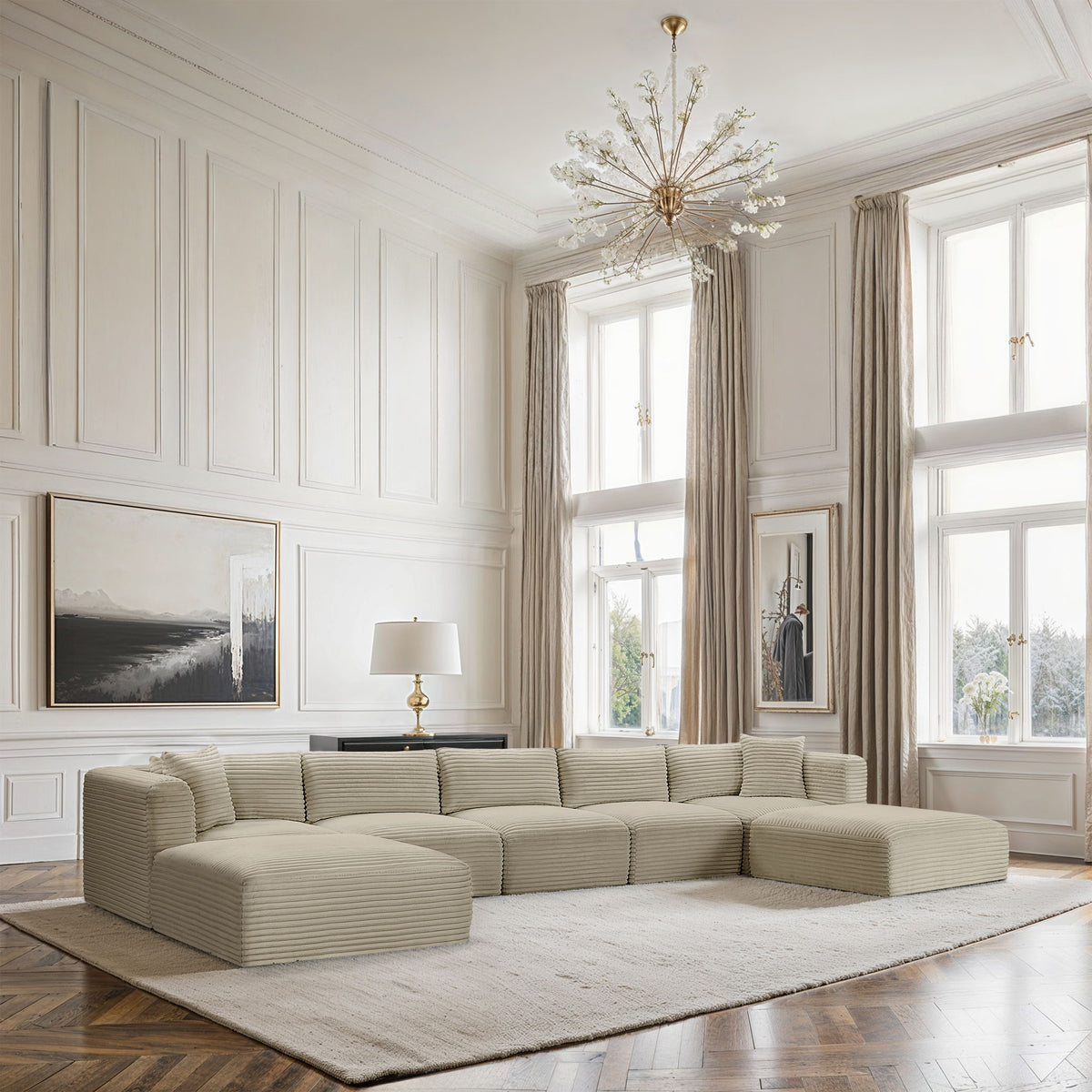 Shaggy - 7 Piece Modular Sectional With 2 Ottomans