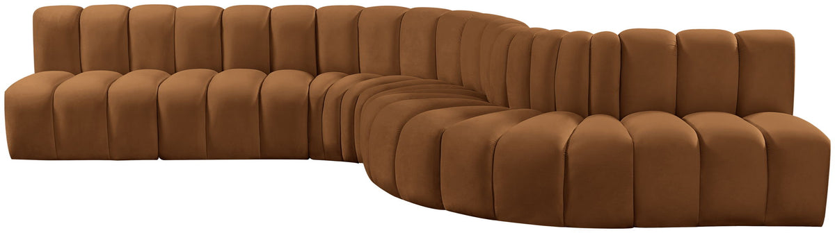 Arc - Velvet 7 Piece Modular Sofa - Saddle