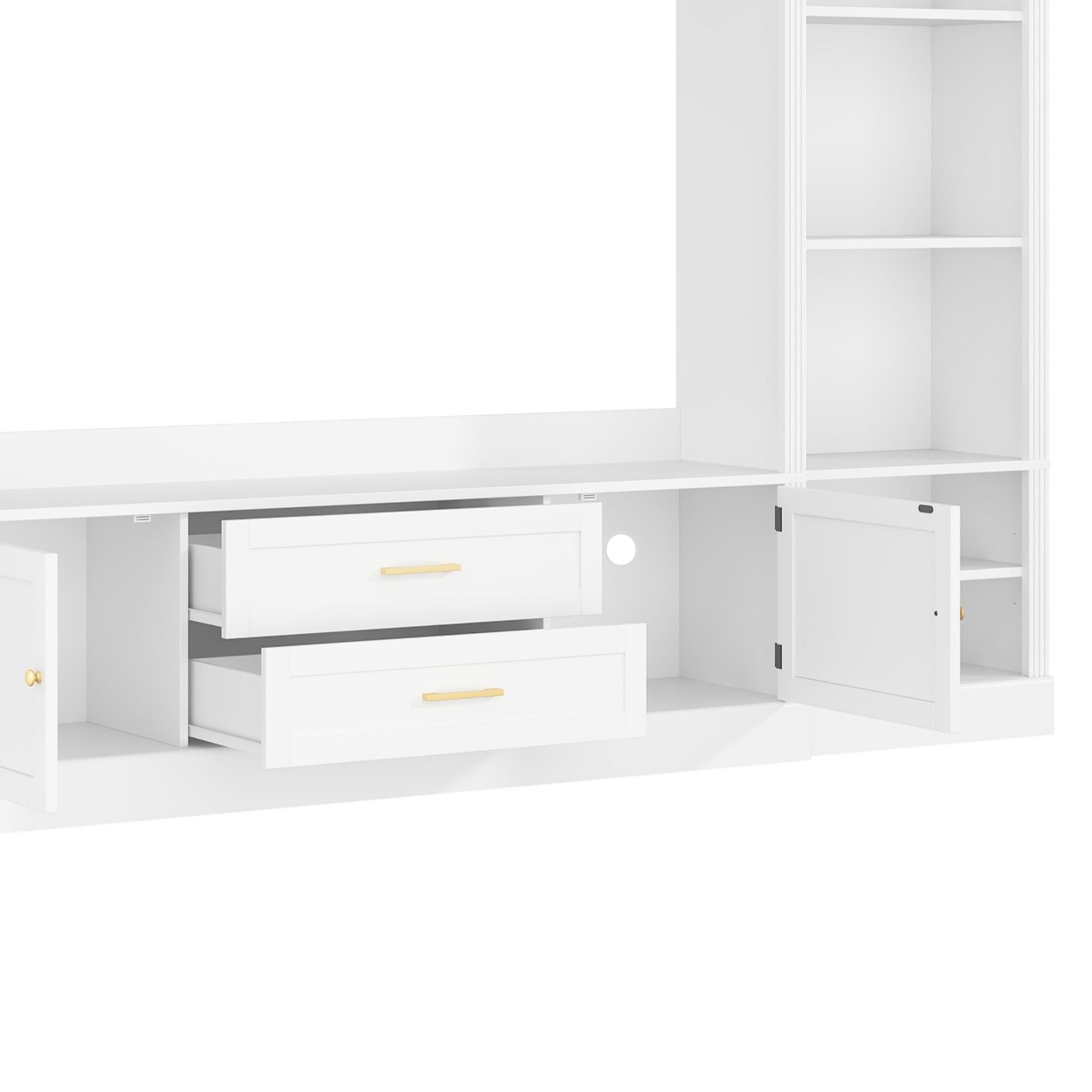 Elegant Entertainment Center Wall Unit With Bookshelves