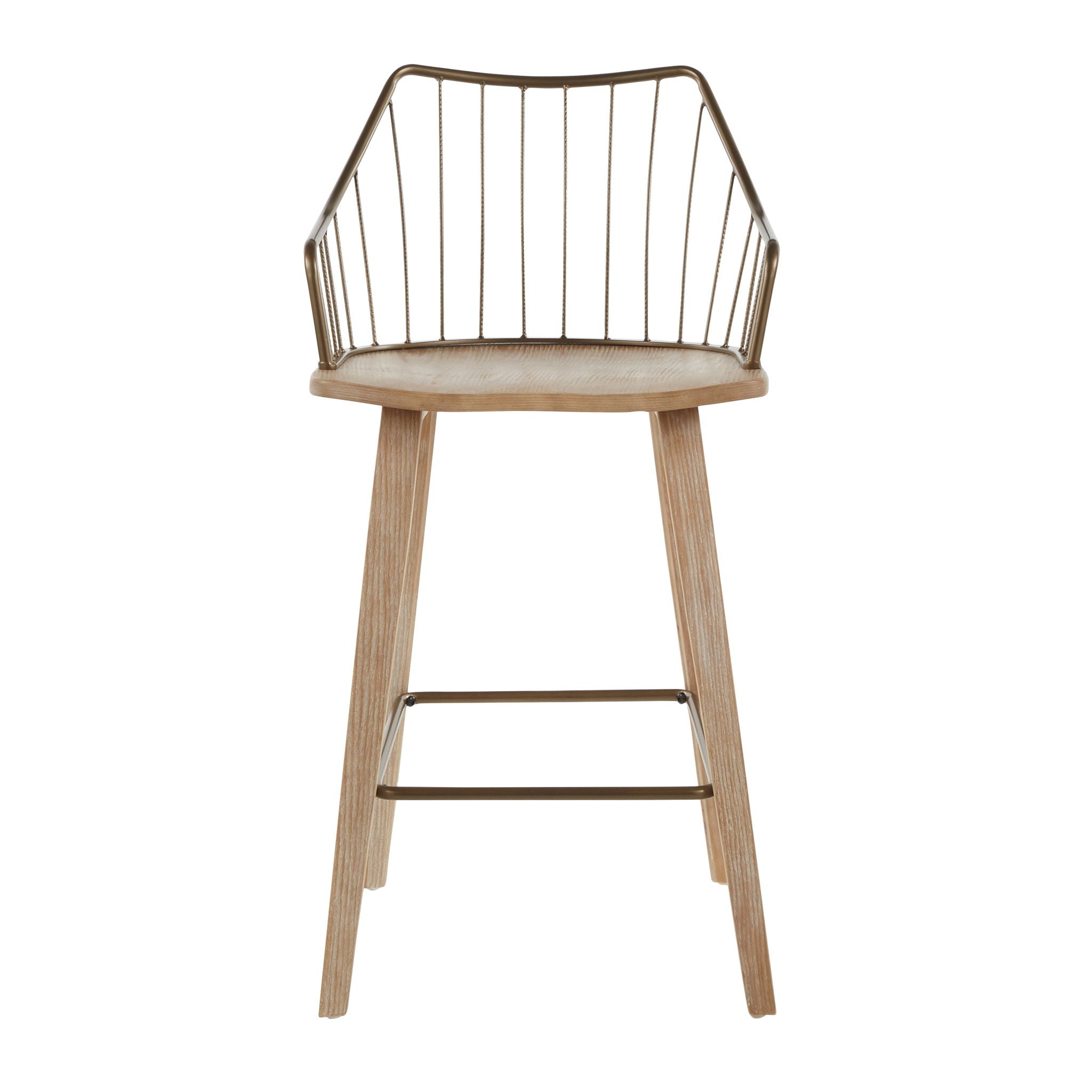 Winston - Farmhouse Counter Stool - White Washed / Antique Copper