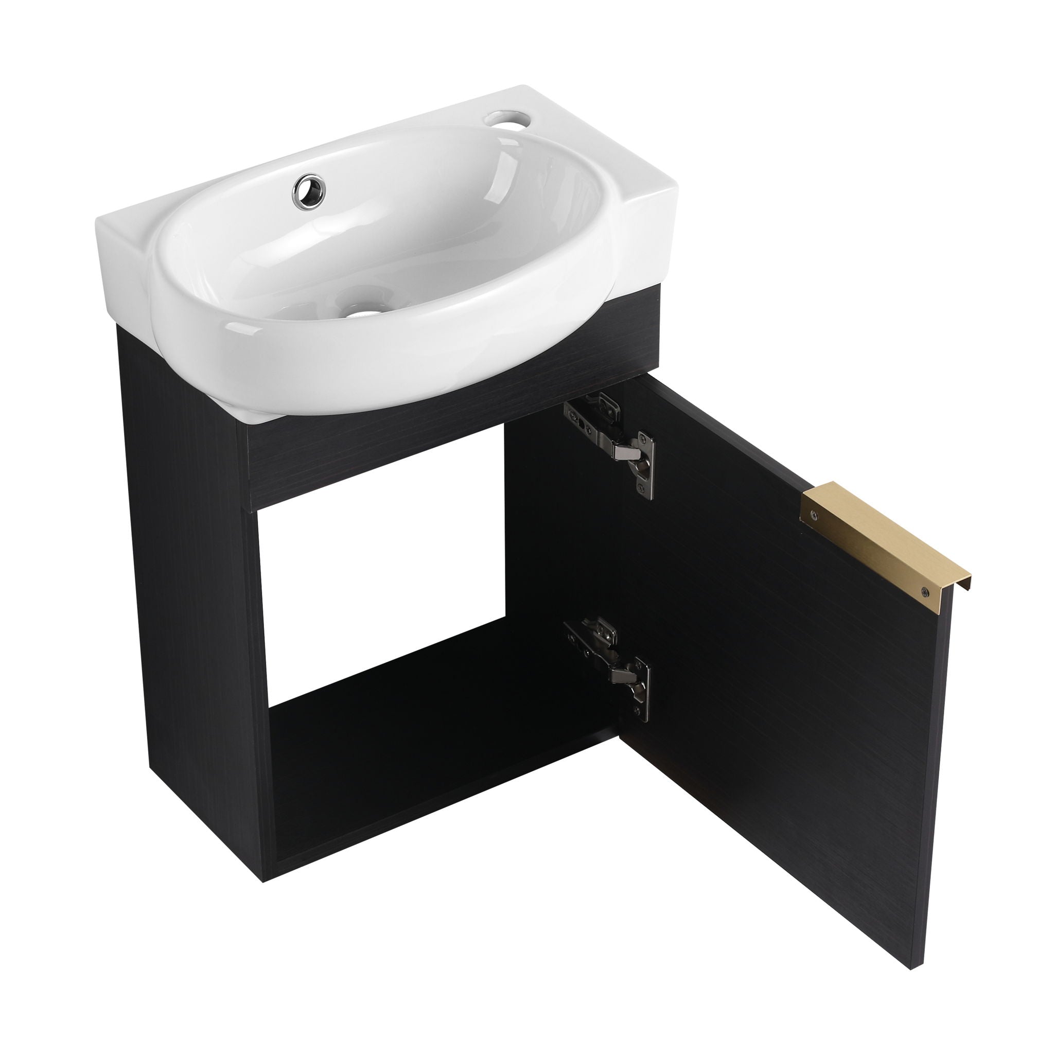 Wall Mounted Bathroom Vanity With Sink And Storage Rack, Soft Close Doors