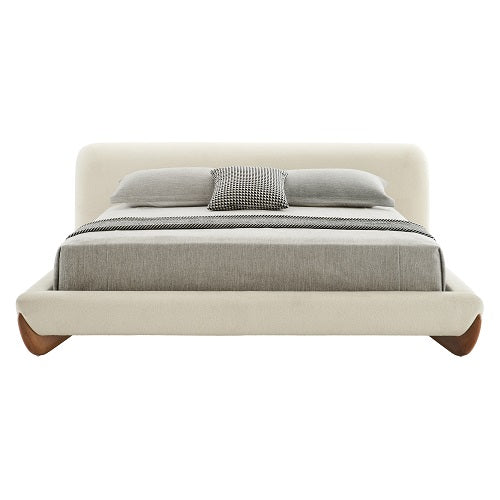 Fleury - Contemporary Cream Fabric and Walnut Bedroom Set