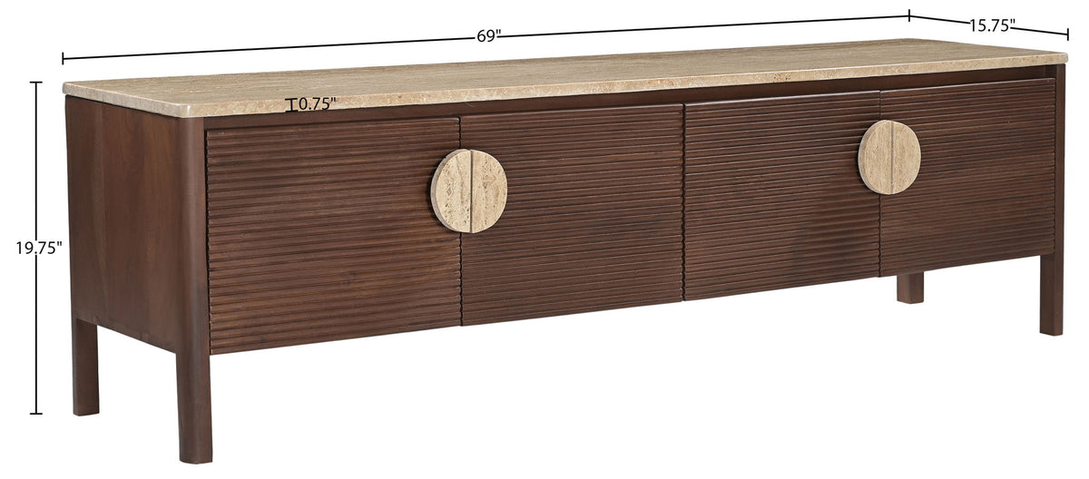 Varenna - 69" Genuine Marble And Acacia Wood Media Console