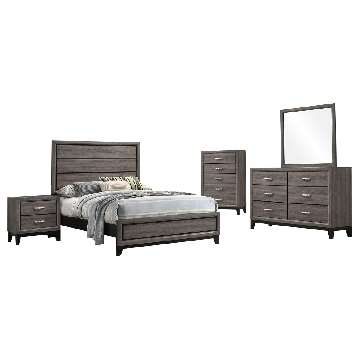 Watson Five-piece Bedroom Set Grey Oak