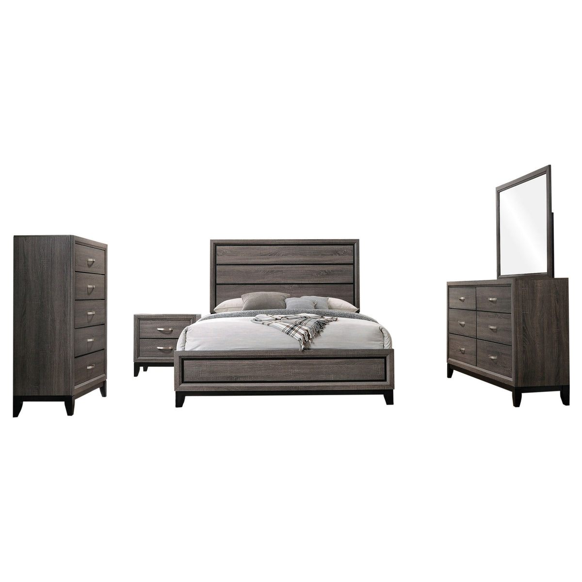 Watson Five-piece Bedroom Set Grey Oak