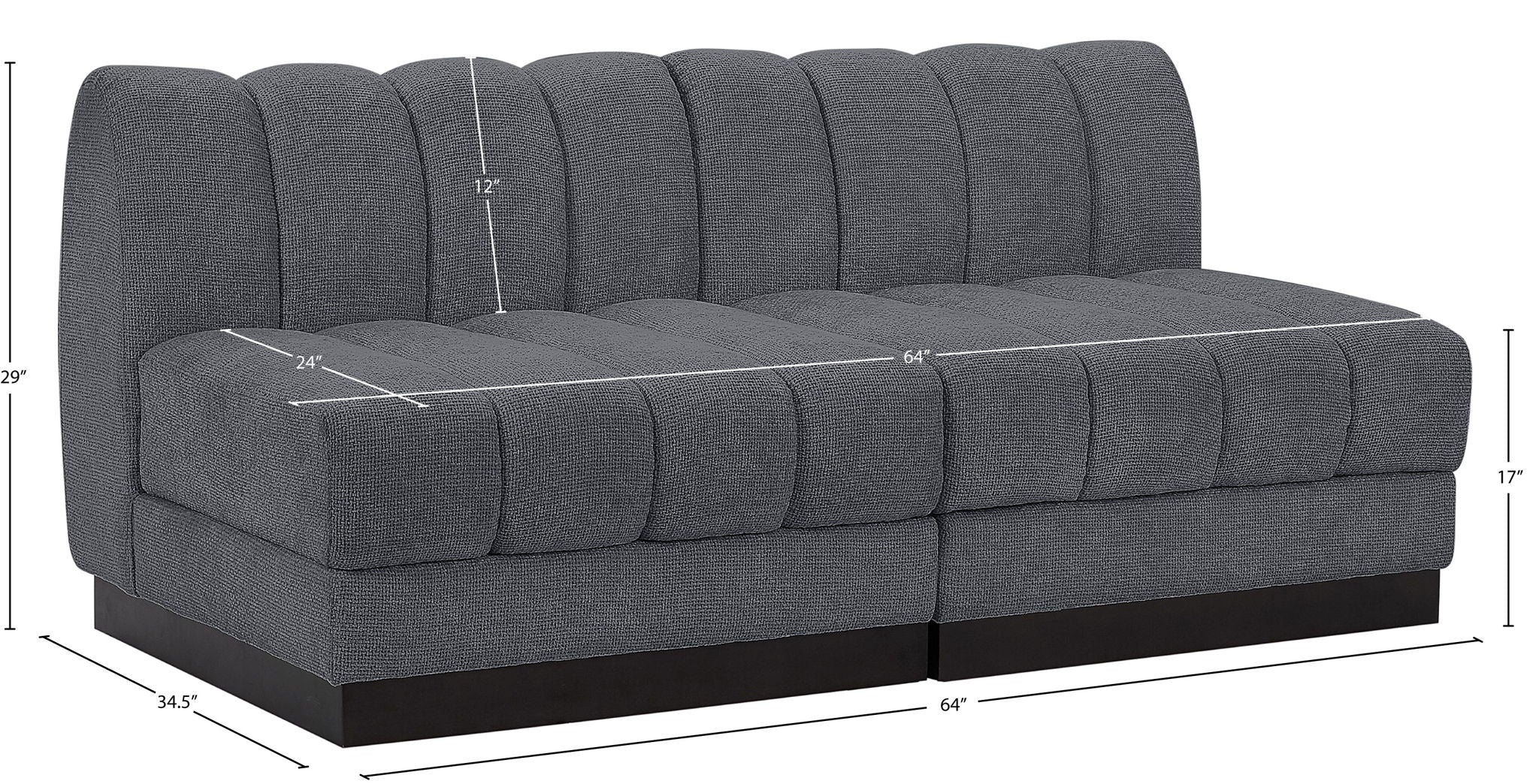 Quinn - 2 Seat Modular Armless Sofa