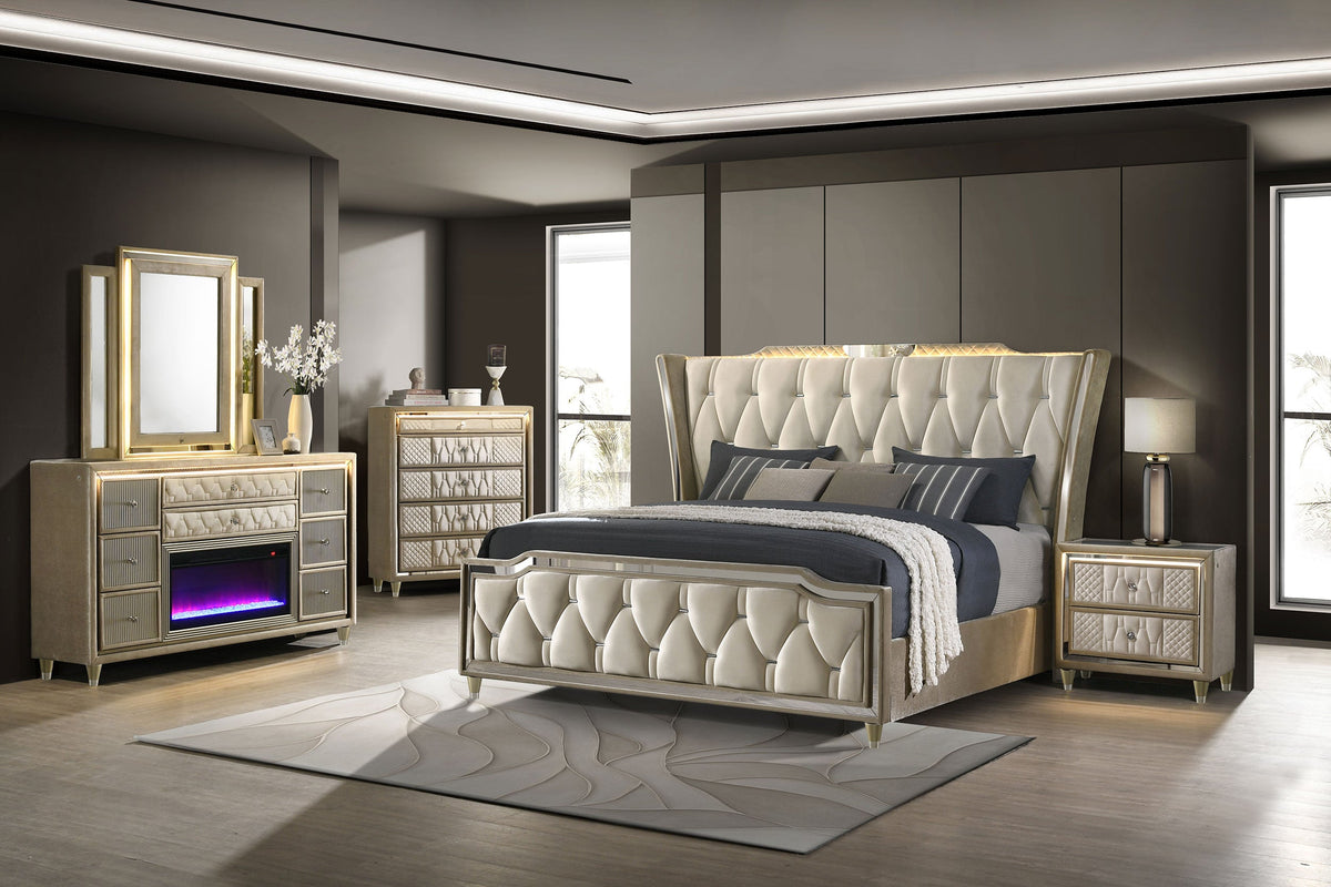 Lorient 5-piece Bedroom Set Ivory and Camel