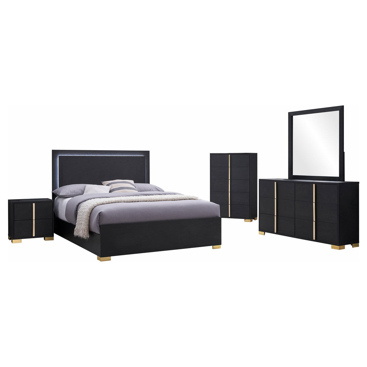 Marceline 5-piece Bedroom Set Black