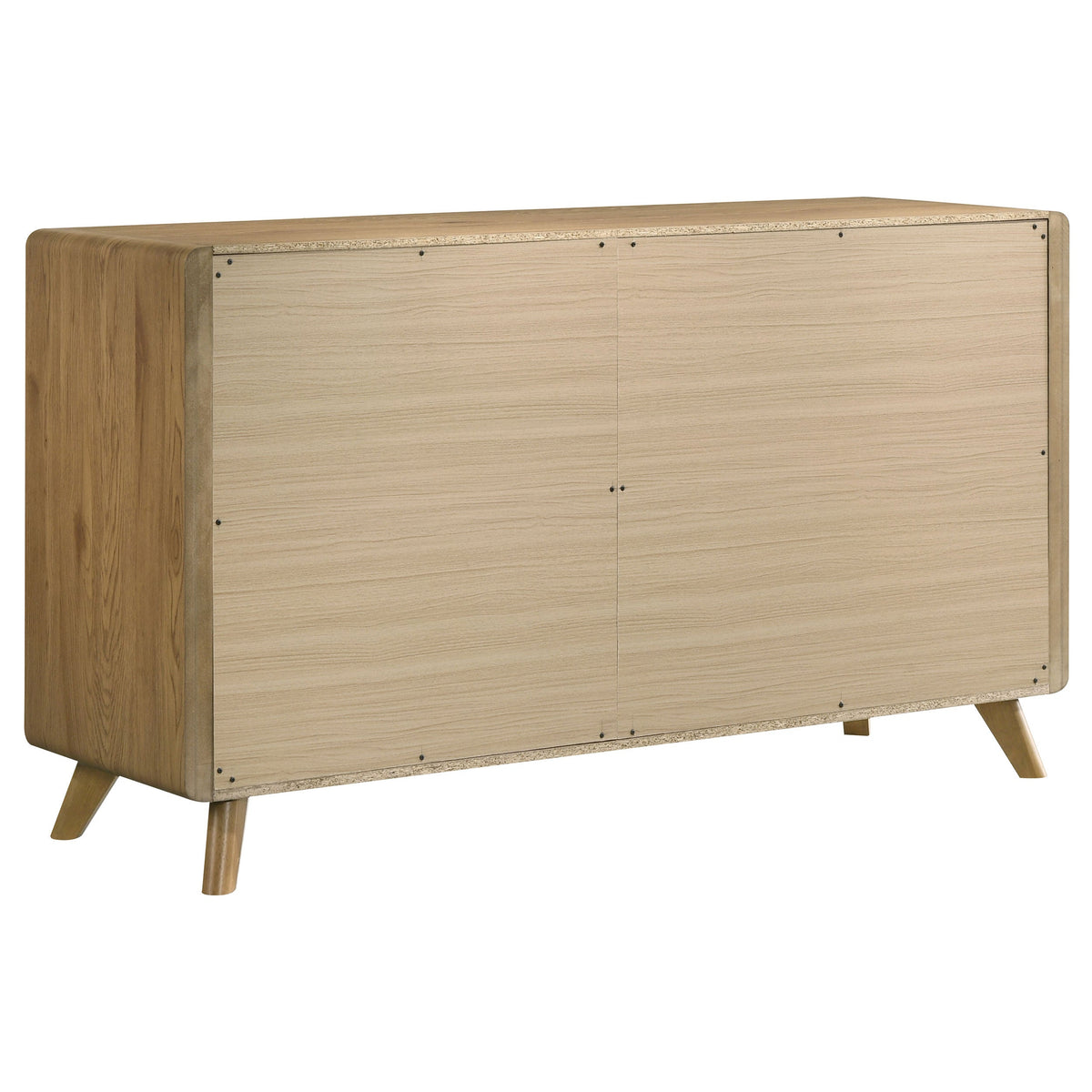 Bennett Cream Upholstered 5-Piece Mid-Century Bedroom Set Light Oak