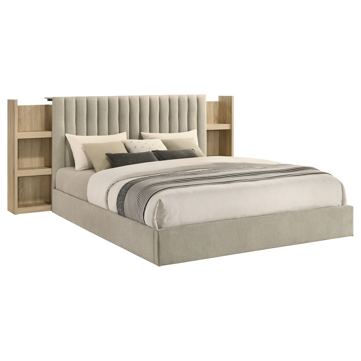 Arielle 4-Piece Upholstered Bedroom Set Light Oak