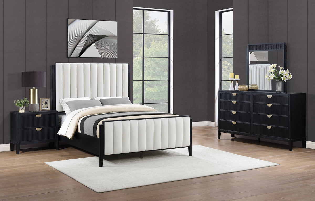 Brookmead 4-piece Upholstered Bedroom Set Black