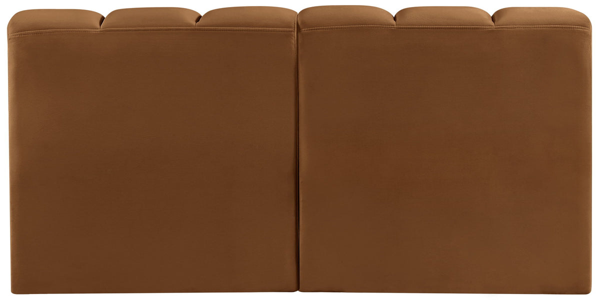 Arc - Velvet 2 Pieces Modular Sofa - Saddle