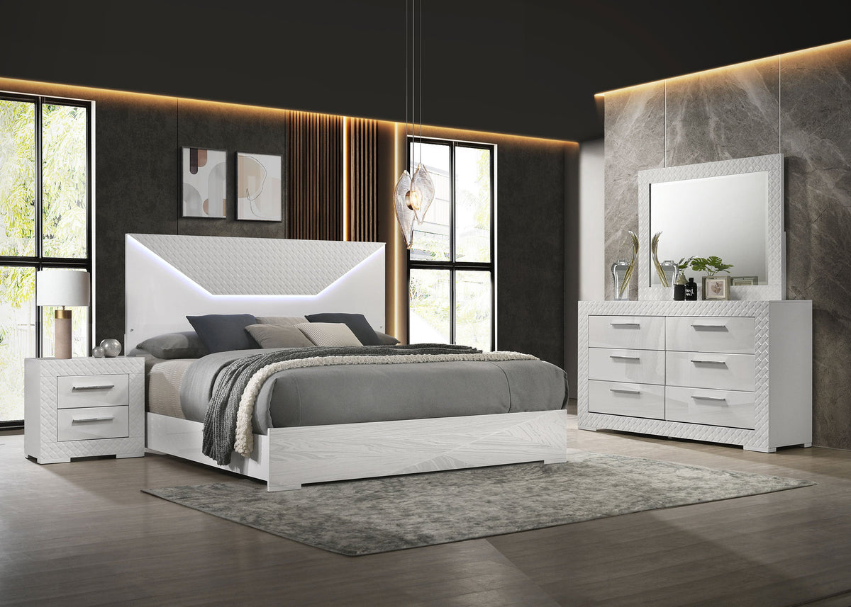 Ives 4-piece Bedroom Set White High Gloss