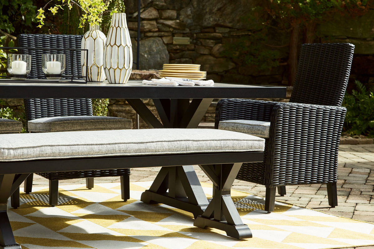 Beachcroft - Rectangular Dining Table With Umbrella Option - Black / Light Gray