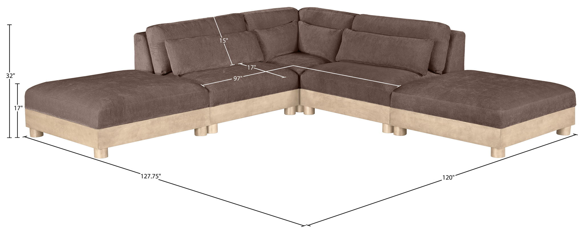 Turin - Chenille Fabric Upholstered Modular Sectional - Brown