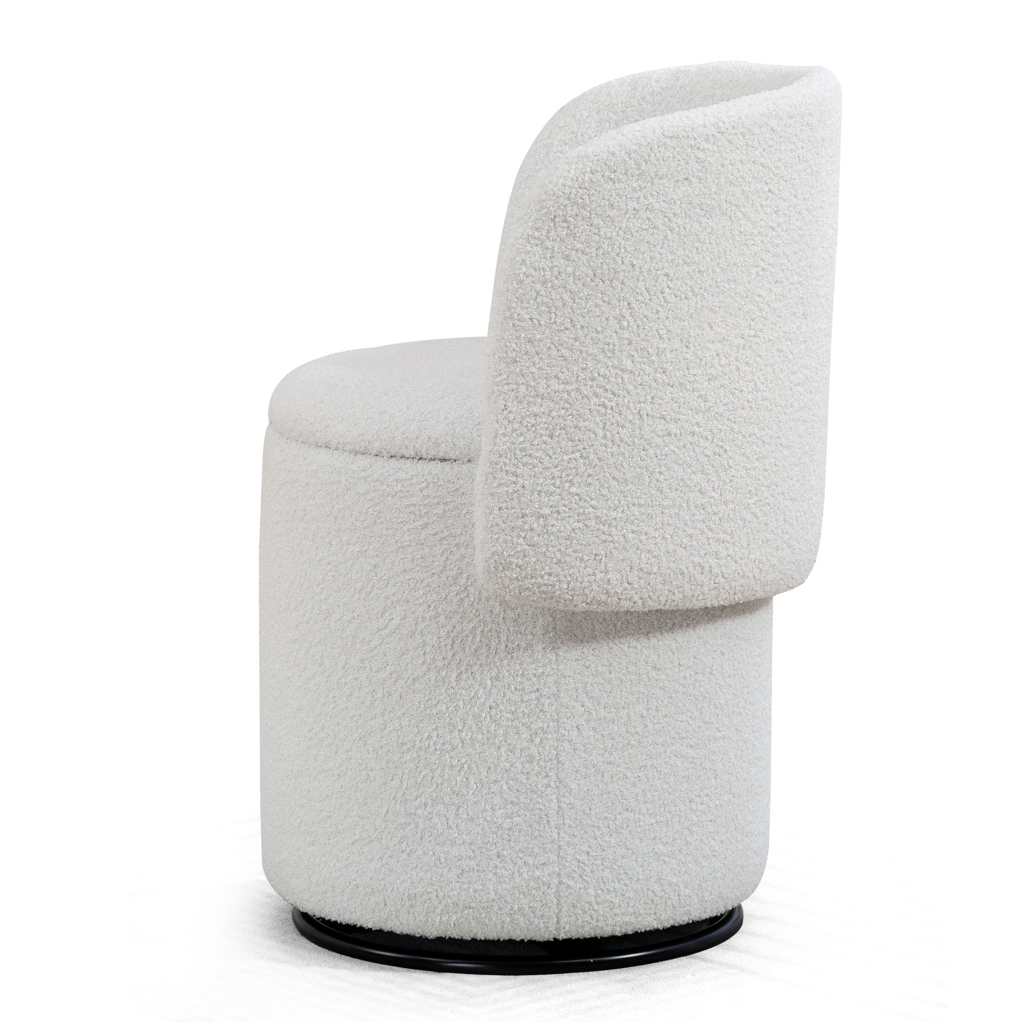 Barrel Chair & Built In Storage, 360° Swivel - Beige