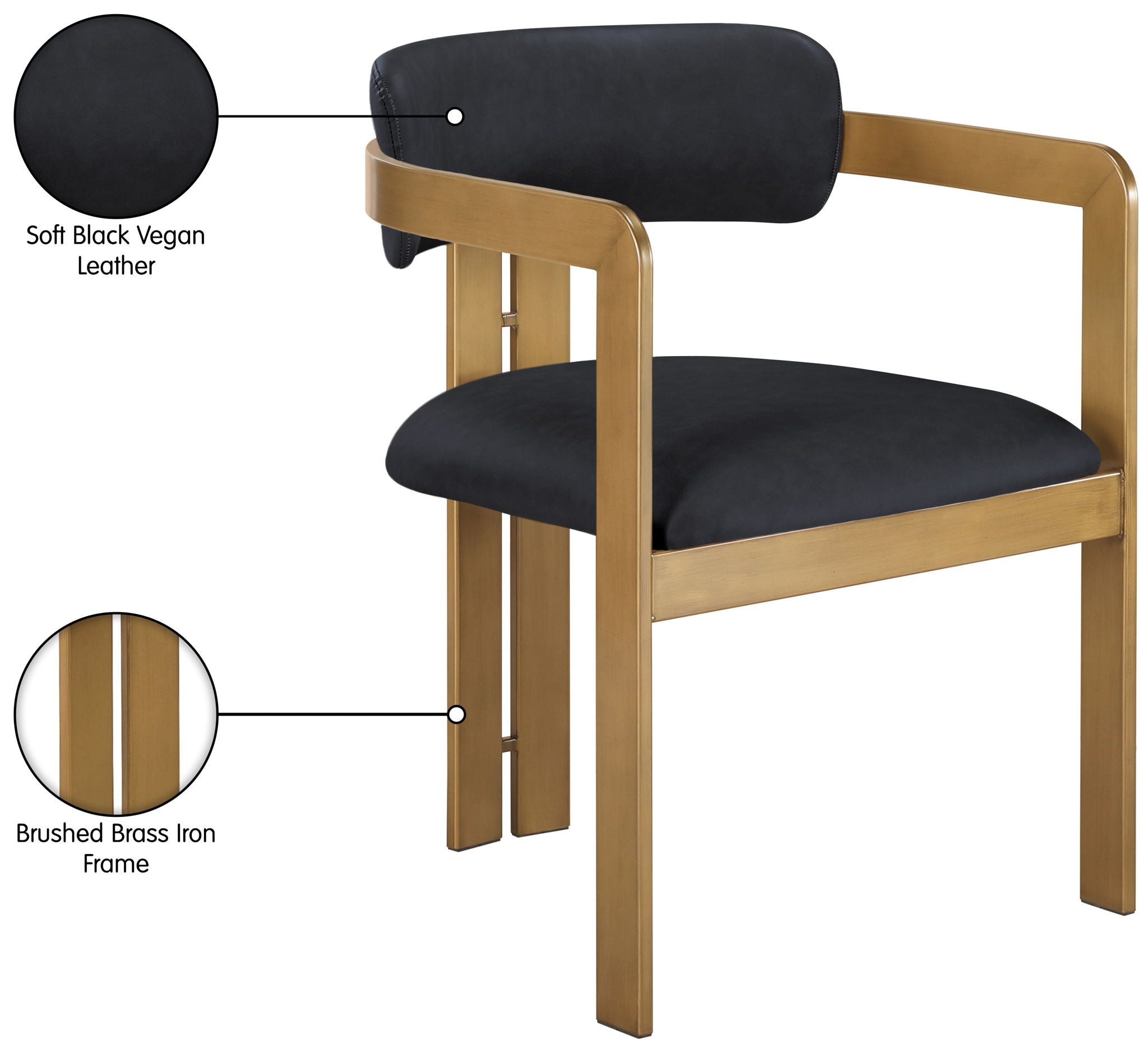 Aurum - Vegan Leather Upholstered Dining Chair With Brushed Brass Base (Set of 2)