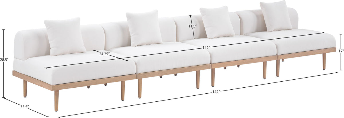 Laguna - 4 Piece 142" Upholstered Outdoor Patio Modular Armless Sofa