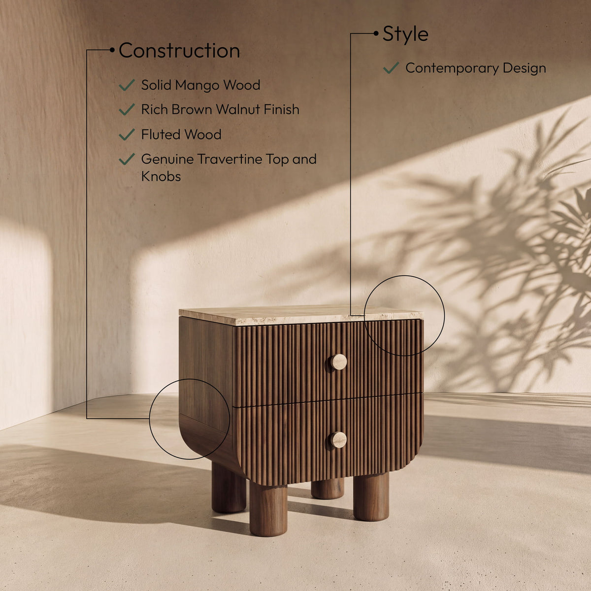 Cressa - Mango Wood Nightstand