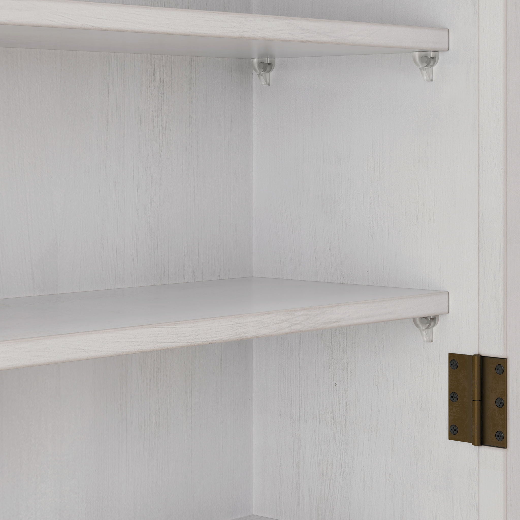 Vintage Double Door Wall Cabinet With Three Tiers Storage And Towel Rack - White Washed