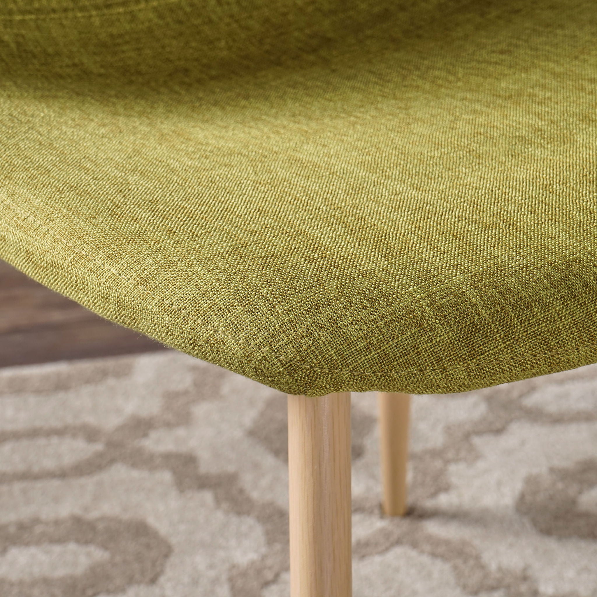 Contemporary Dining Chair Set With Upholstered Fabric And Iron Legs - Green / Light Brown