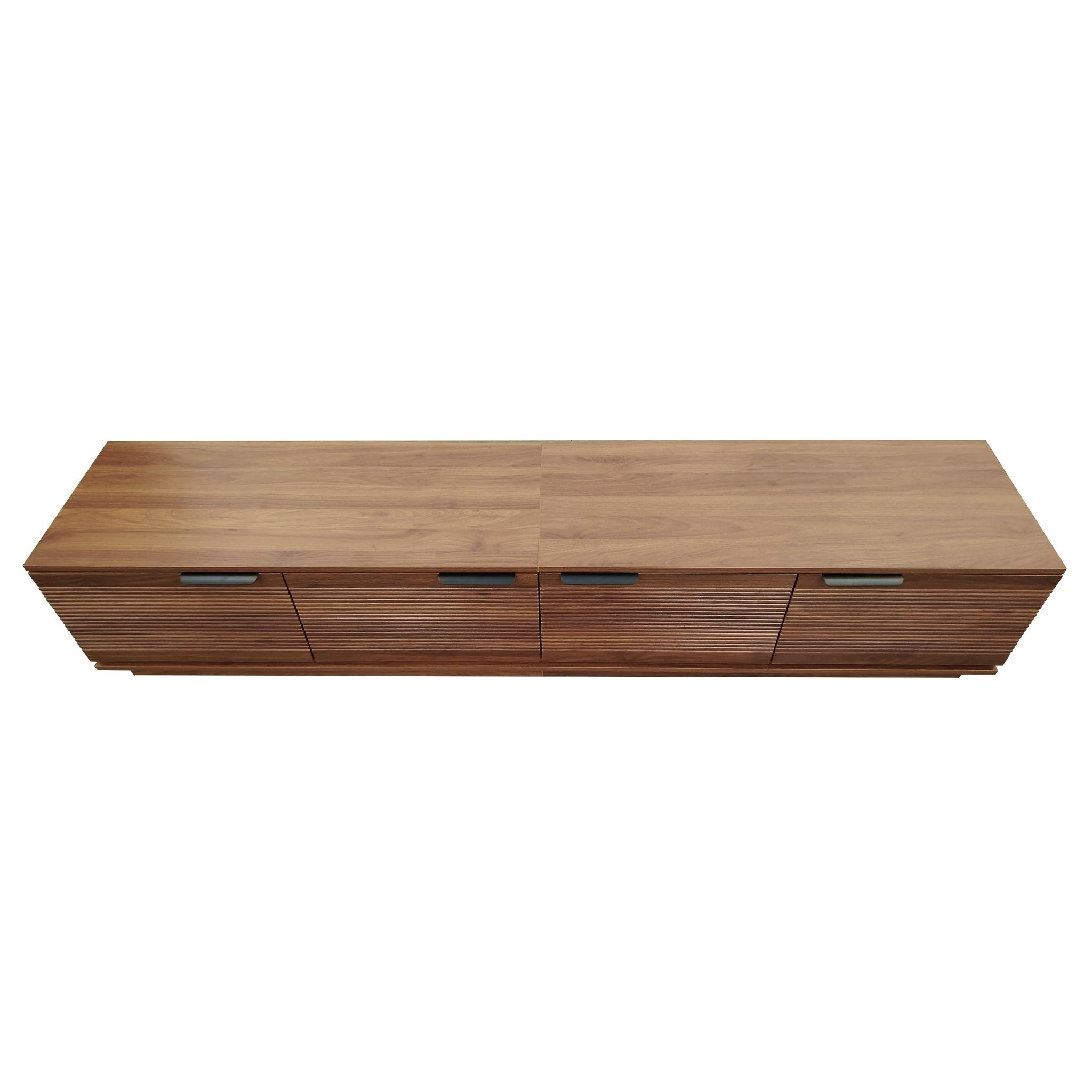 TV Stand, Entertainment Center With Fluted Door & Cable Management, Soft Closing Hinges - Walnut
