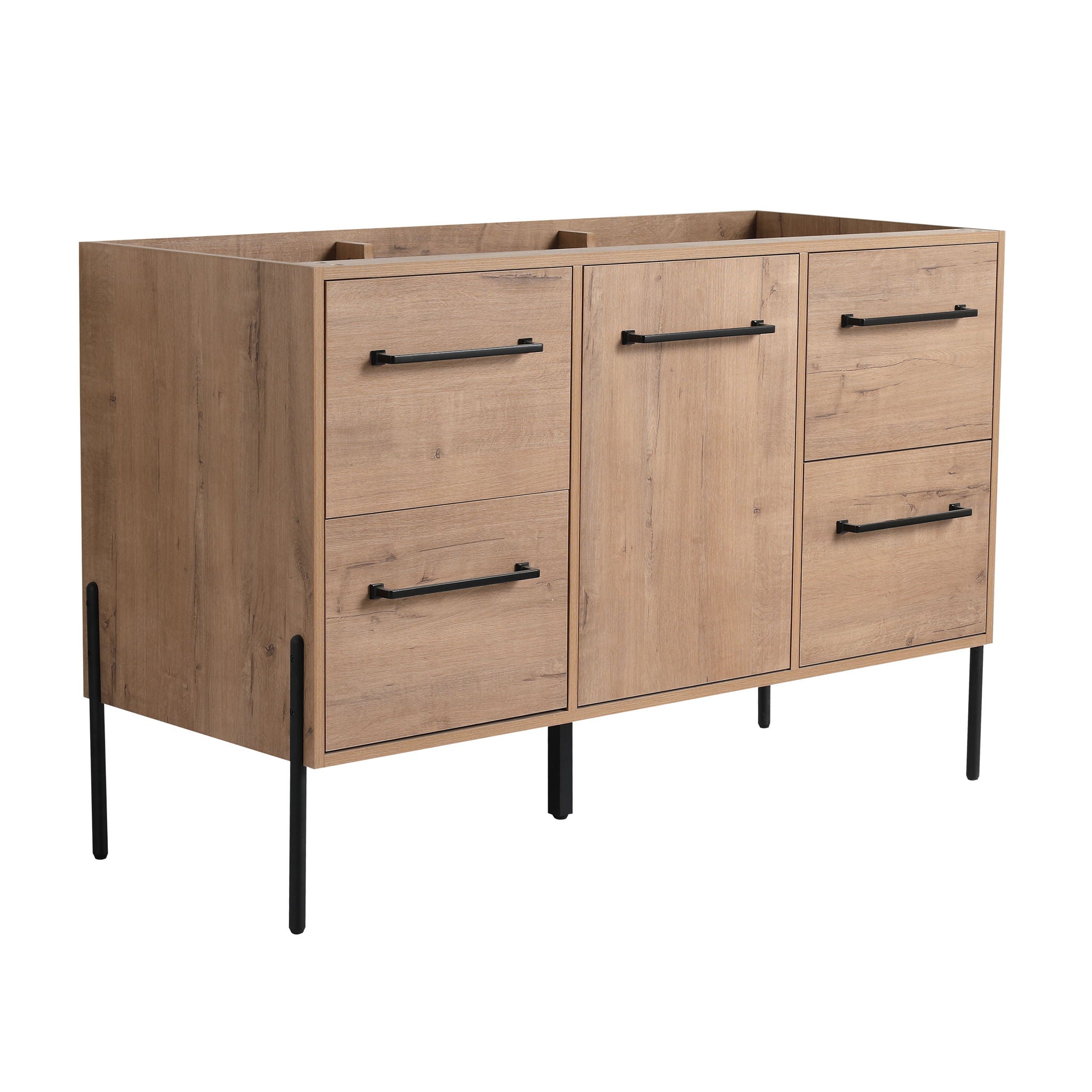 46" Freestanding Bathroom Vanity With Soft Close Doors And 4 Drawers, (Vanity Only) - Imitative Oak