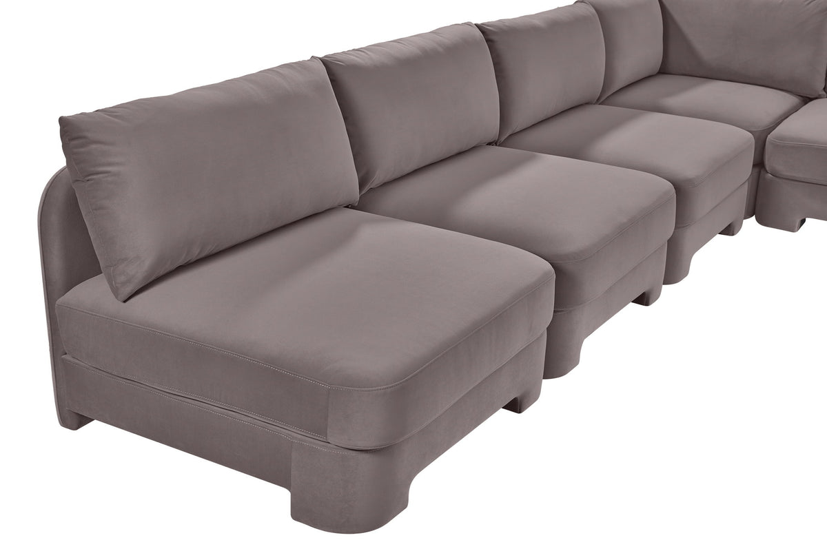 Hammond - Velvet Performance Fabric Upholstered 7 Piece Armless Sectional