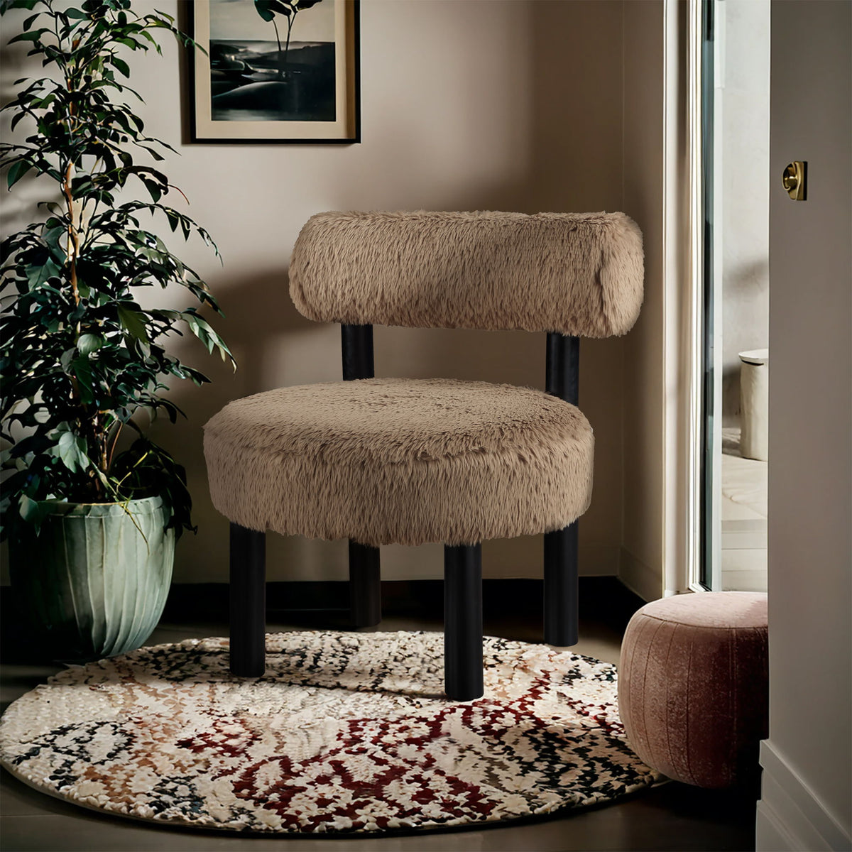 Ambre - Vegan Shearling Fabric Upholstered Accent Chair
