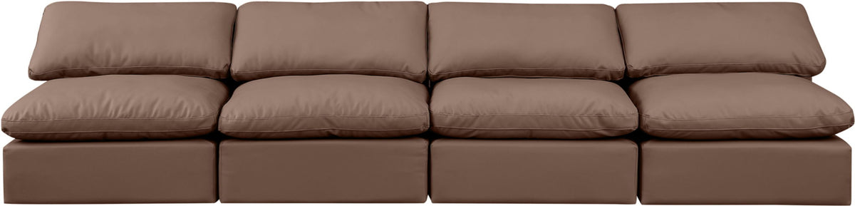 Indulge - Faux Leather 4 Seat Modular Armless Sofa