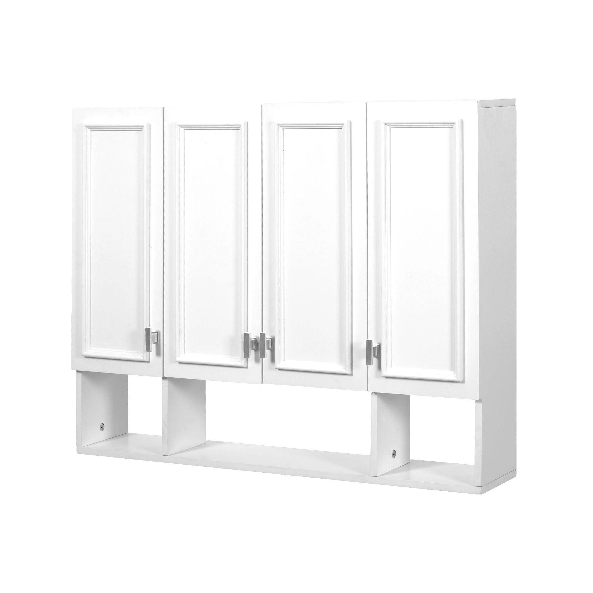 Bathroom Cabinet With 3 Adjustable Shelves Wall Mounted Medicine Cabinet, Soft Closing Hinges, Open Shelving Design - White