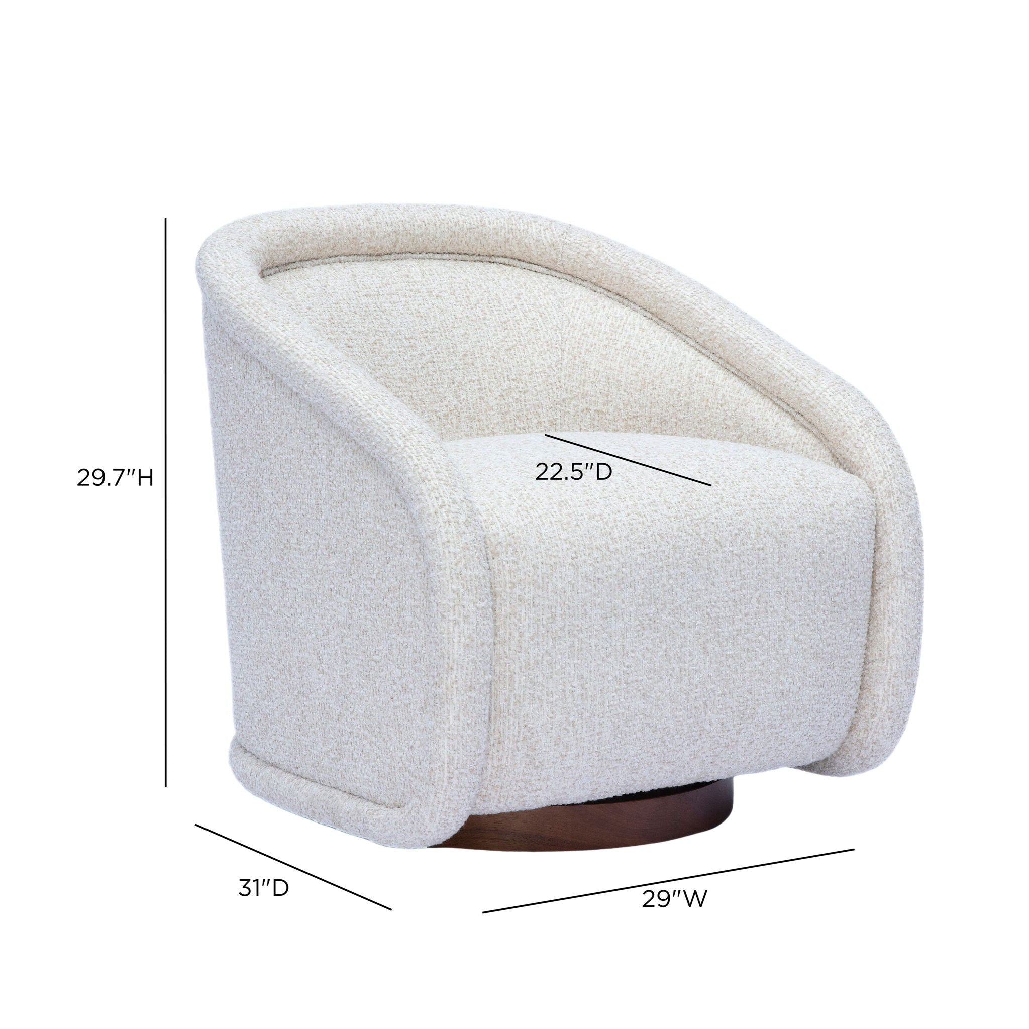 Clarke - Heavy Performance Boucle Swivel Accent Chair - Cream