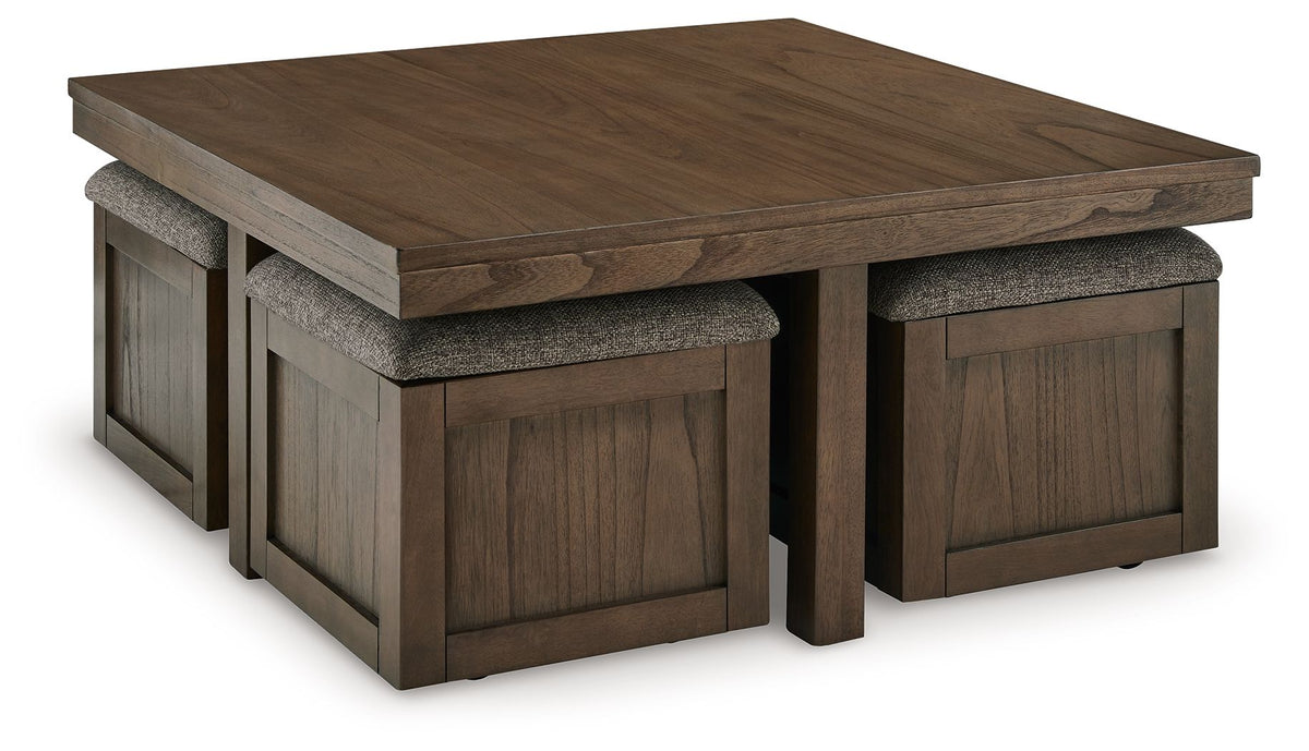 Boardernest - Cocktail Table With 4 Stools (Set of 5) - Brown