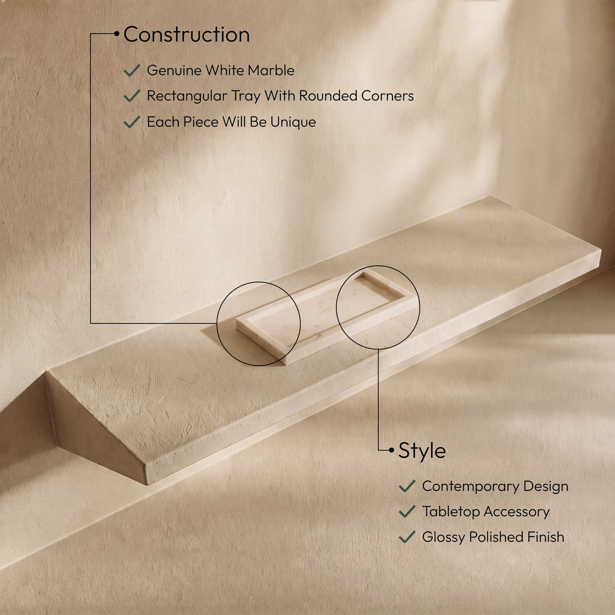 Nolan - Genuine Marble Tray