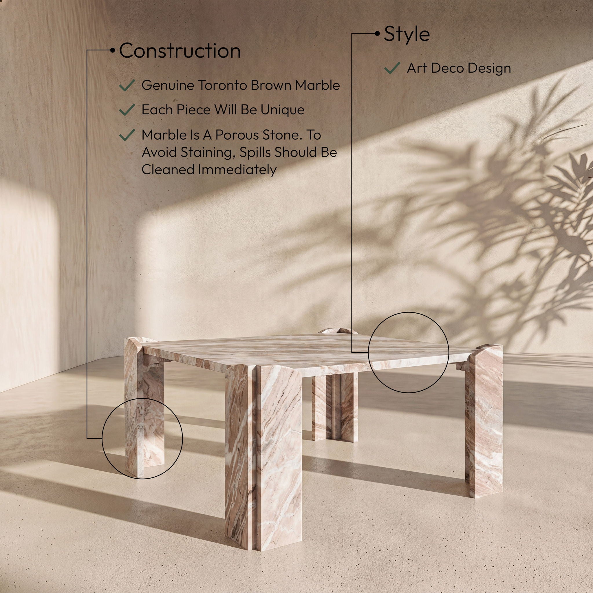 Ravello - Genuine Marble Table