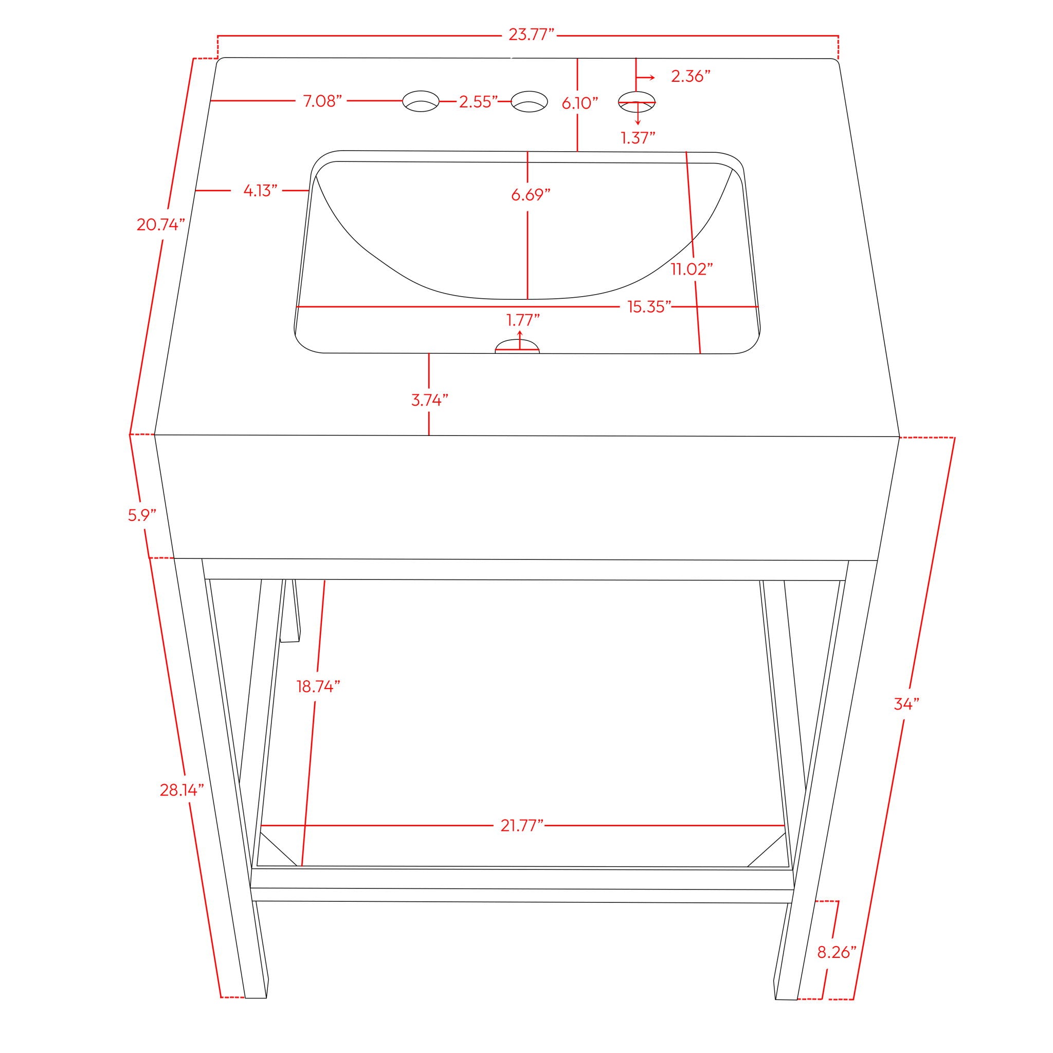 Marmo - Engineered Marble Bathroom Vanity With Black Base