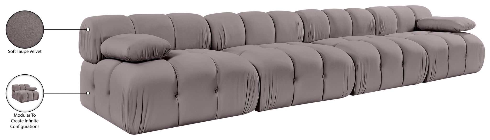Orin - Velvet 4 Piece Modular Sofa