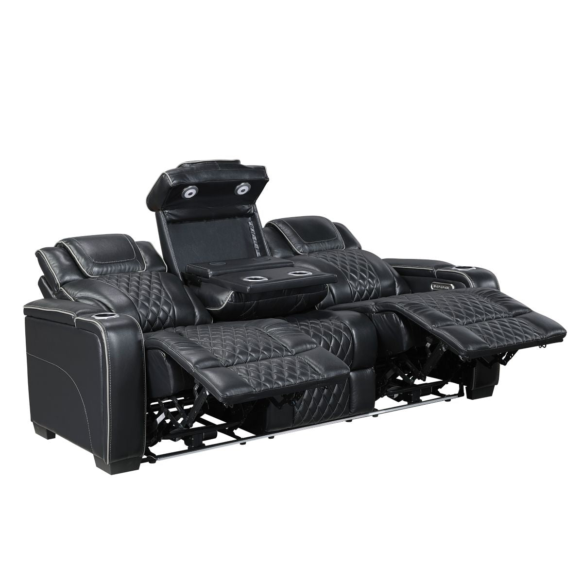 Apex - Power Double Reclining Sofa With Center Drop-Down Cup Holders, Power Headrests, Storage Arms With Cup Holders, Reading Lights, Wireless Charger, Air Massage And Heat, LED Lighting And Charging Ports