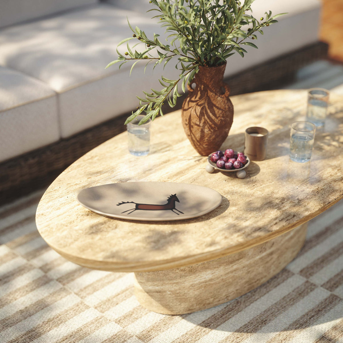 Sonia - Indoor / Outdoor Concrete Coffee Table - Faux Travertine