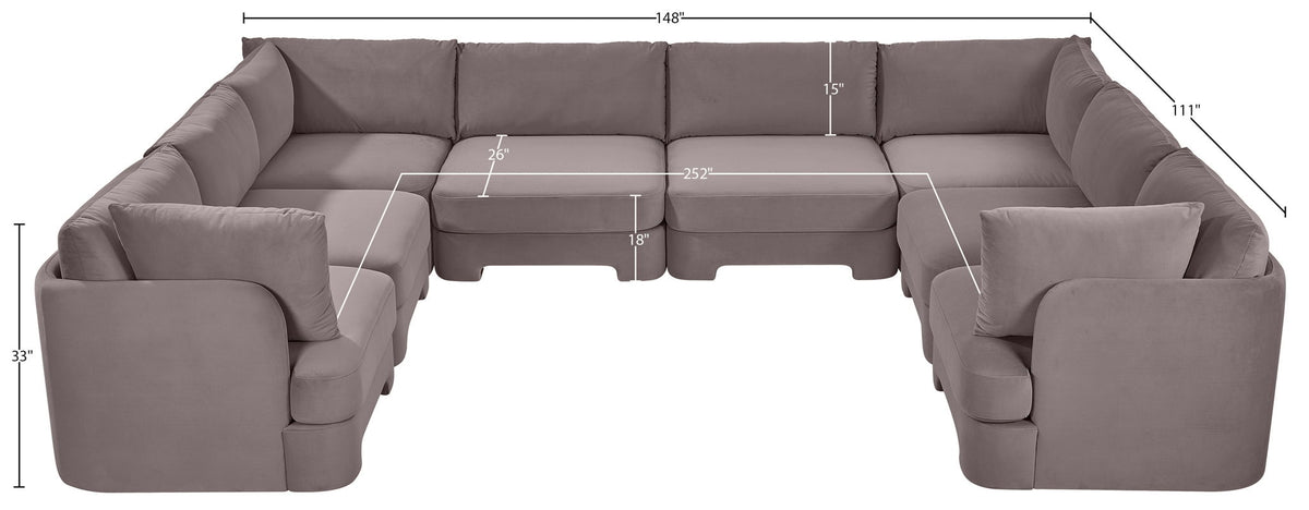 Hammond - Velvet Performance Fabric Upholstered 8 Piece U-Shaped Sectional