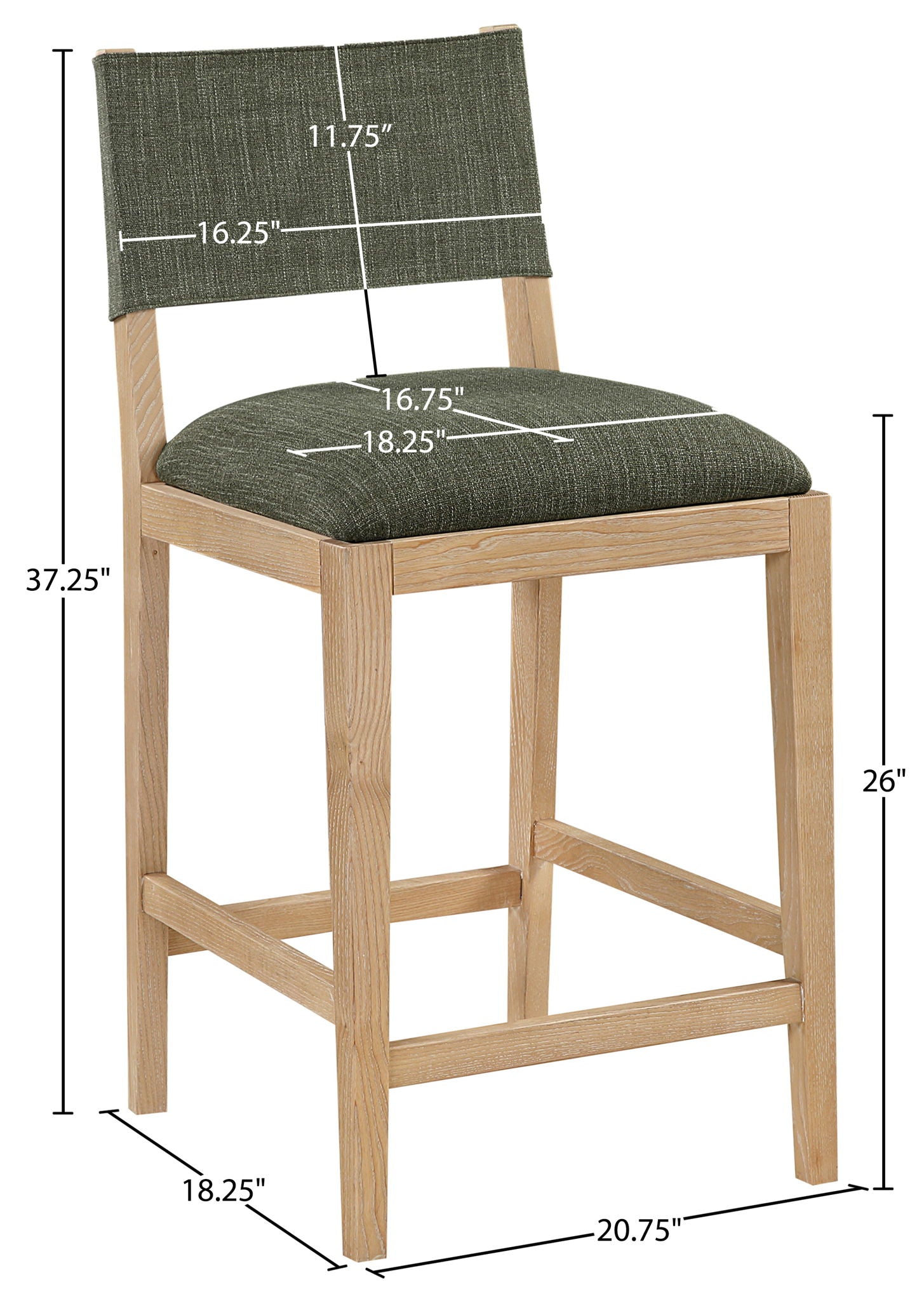 Avon - Linen Textured Performance Fabric Upholstered Counter Stool