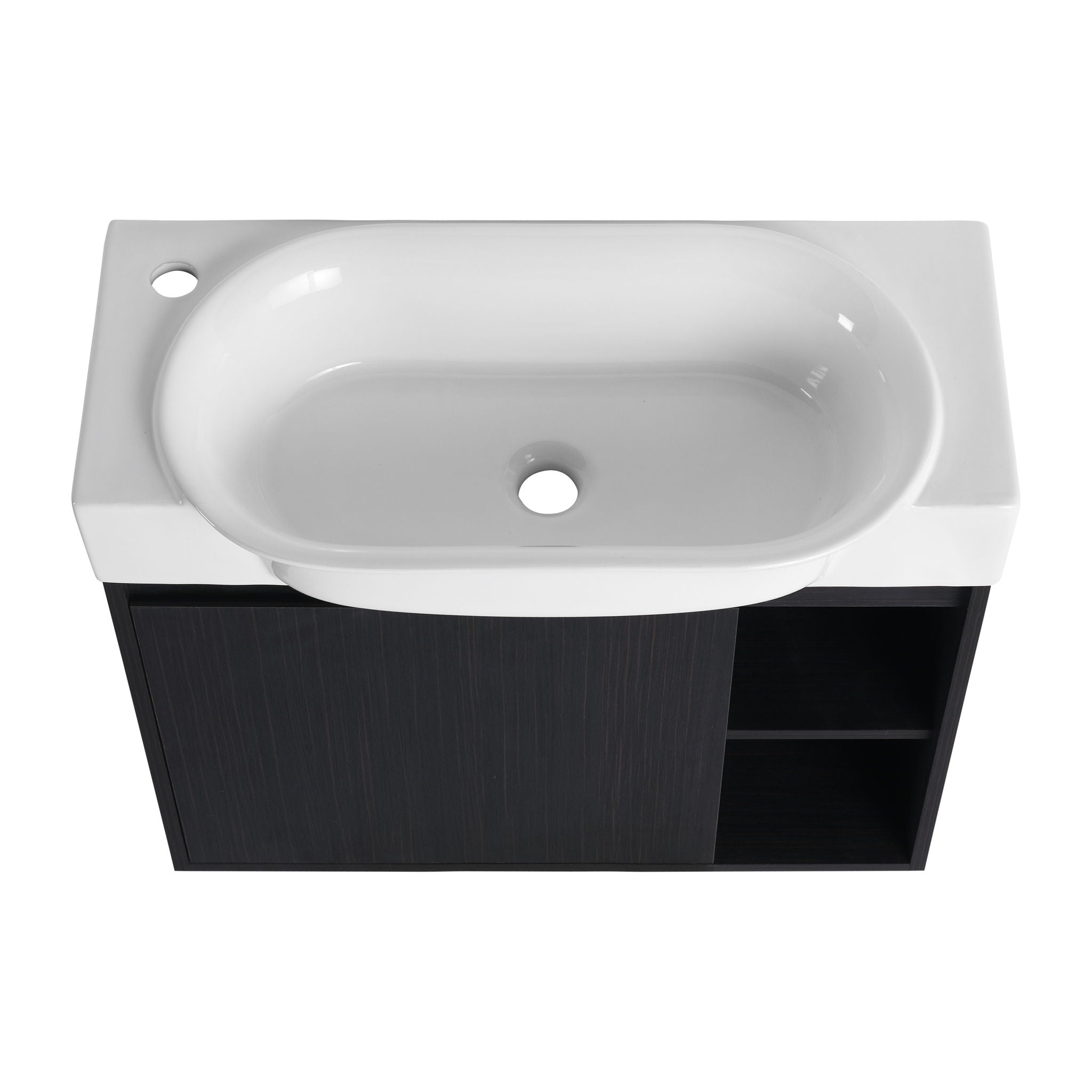 28" Wall Mounted Bathroom Vanity With Sink & Soft Close Door - Black Chestnut