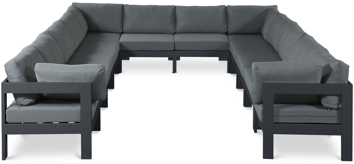 Nizuc - Outdoor Patio 12 Piece Modular Sectional With Gray Frame