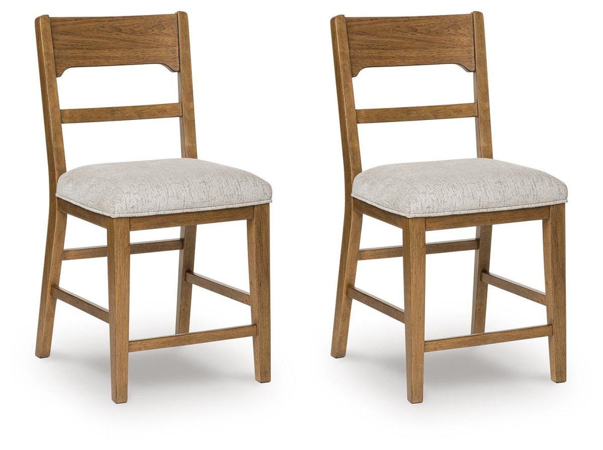 Cabalynn - Upholstered Barstool (Set of 2) - Oatmeal / Light Brown