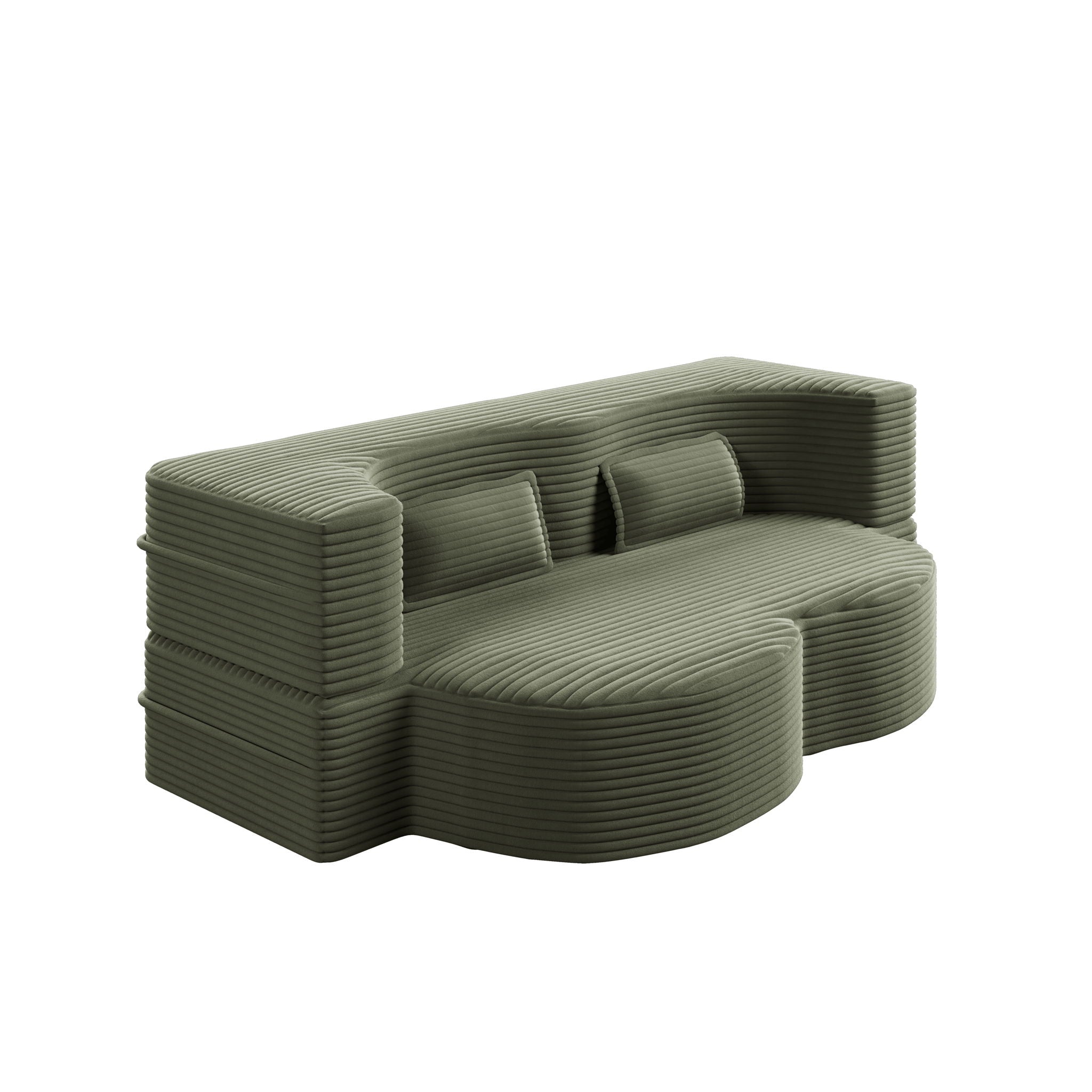 Convertible Foam-Filled Sleeper Sofa Bed With 2 Pillows