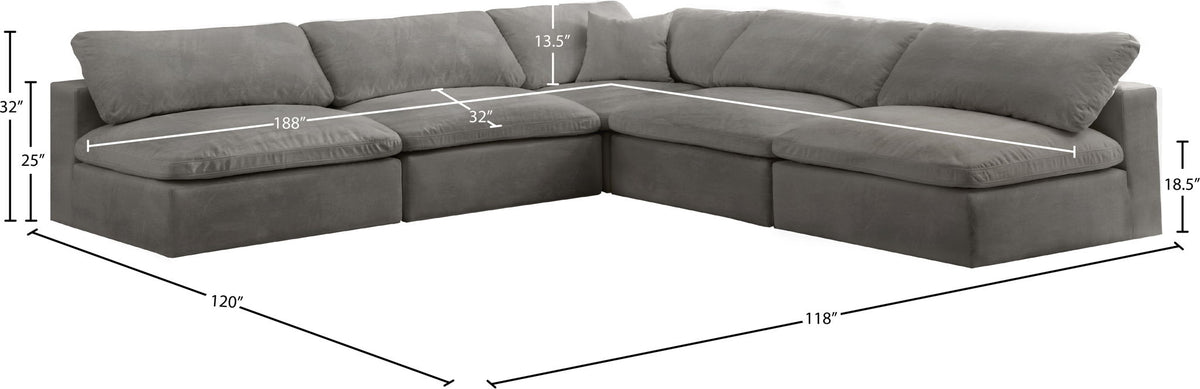 Cozy - 5 Piece Modular Corner Armless Sectional