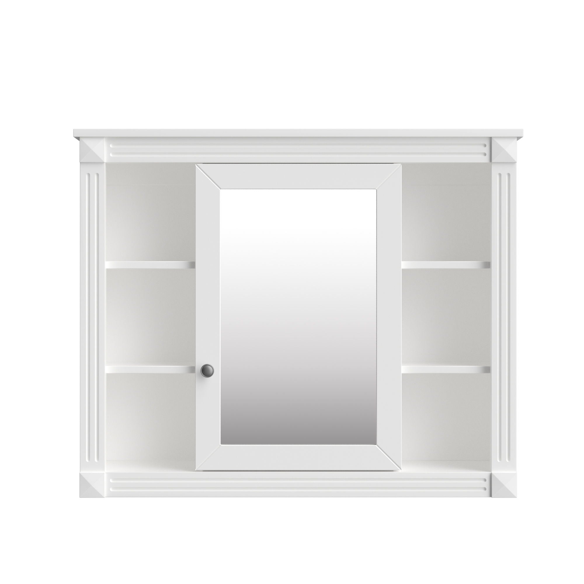 Wall Mounted Bathroom Storage Cabinet With Mirror, Cabinet With 6 Open Shelves And Adjustable Interior