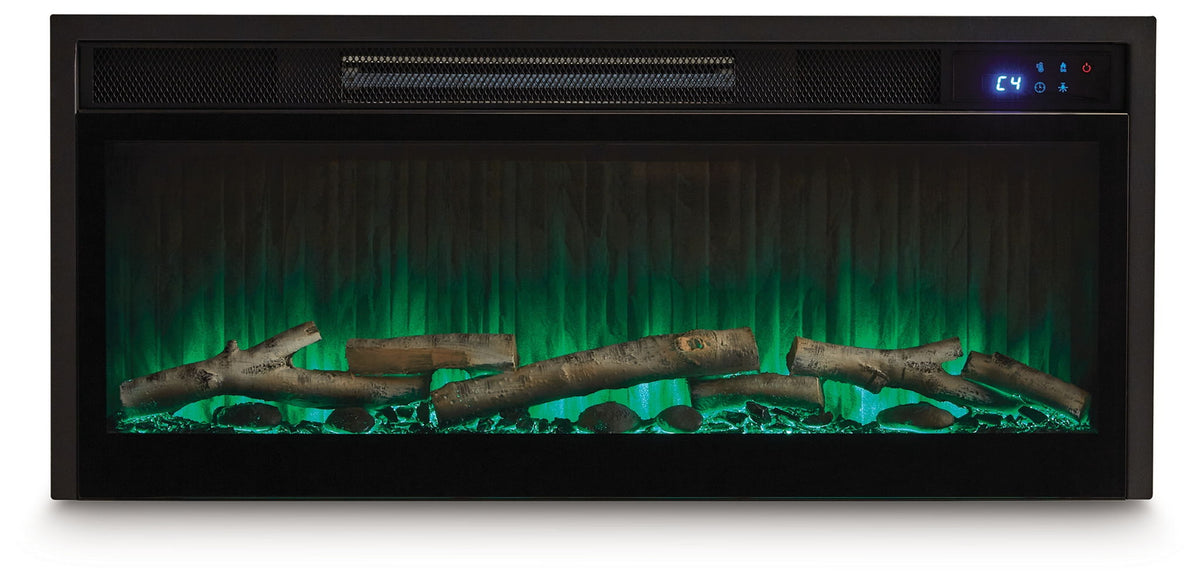 Entertainment Accessories - Fireplace Insert With Faux Birch Log Set - Black
