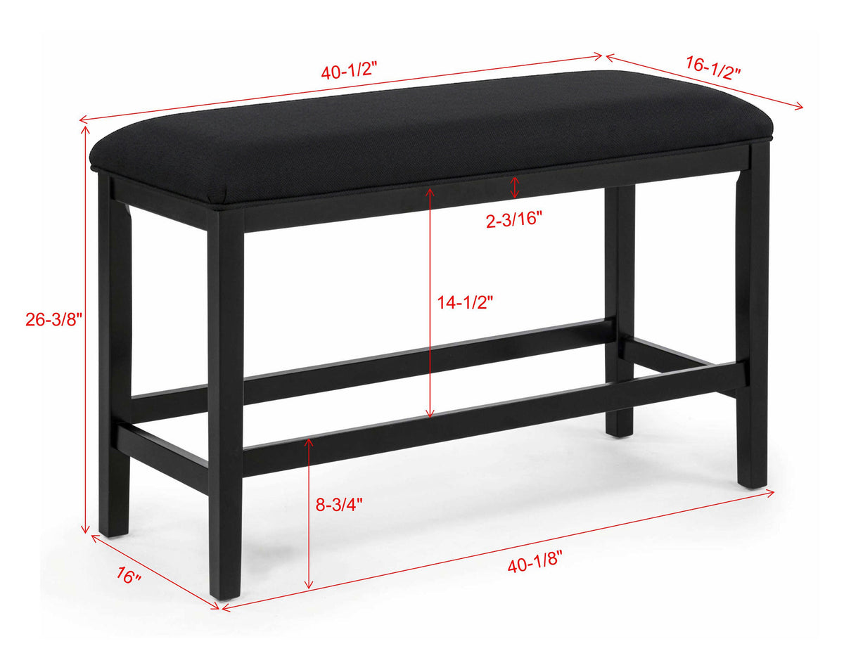 Sebastian Black Counter Height Bench